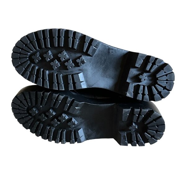 Steve Madden Boots Women's Size 6M Lennox Combat Leather Plaid Stripe Lace Black - Picture 5 of 9